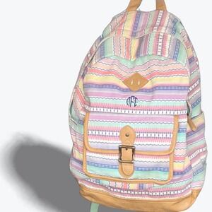 Pottery Barn Teen‎ Backpack Kids School Northfield Serape Stripe Genuine Leather